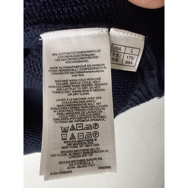 Brooks Brothers Navy Blue Cable Knit Short Sleeve Sweater Scallop Trim Large - Image 4