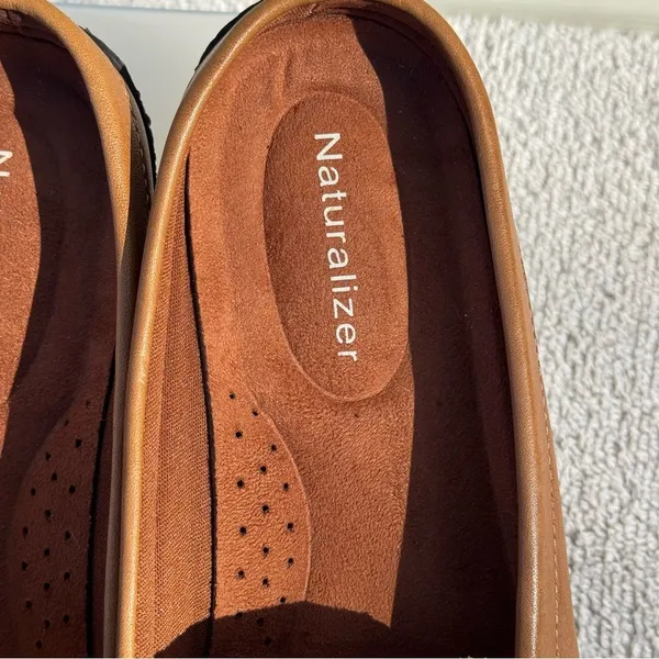 Naturalizer Brown Leather Mule Loafers Beaded Slip-On Size 6.5 - Image 9