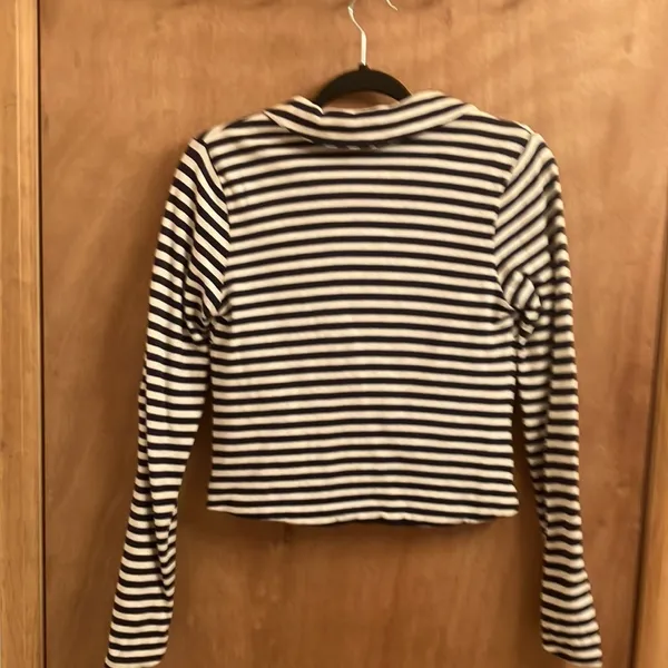 Blue and white stripe nautical style blazer woman’s size small - Image 5