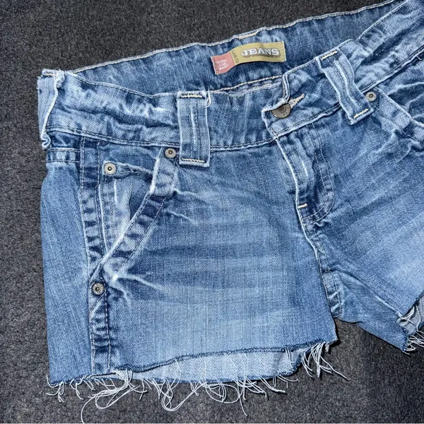 Vintage Old Navy Ultra Low Rise Micro Mini Jean Booty Shorts Blue Denim Sz 2 Y2K - Image 4