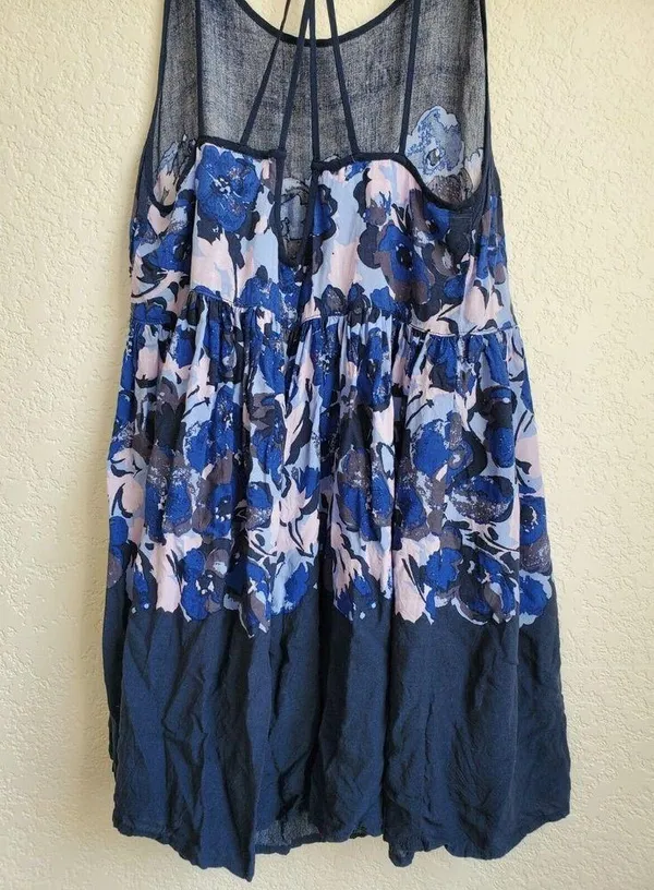 Free People Intimately Voile Slip Strappy Floral Print Dress in Midnight… - Image 8