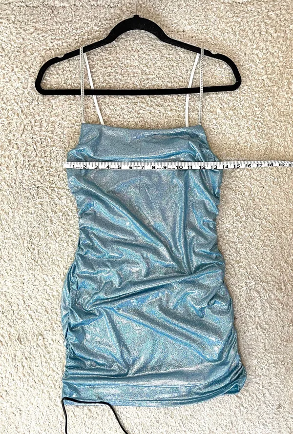 Mundefeis Light Blue Iridescent Shimmering Minidress - Image 7