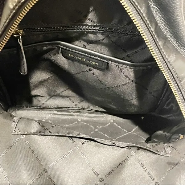 Michael Kors Black Soft Pebbled Leather Gold Studded Mini Backback Purse - Image 5