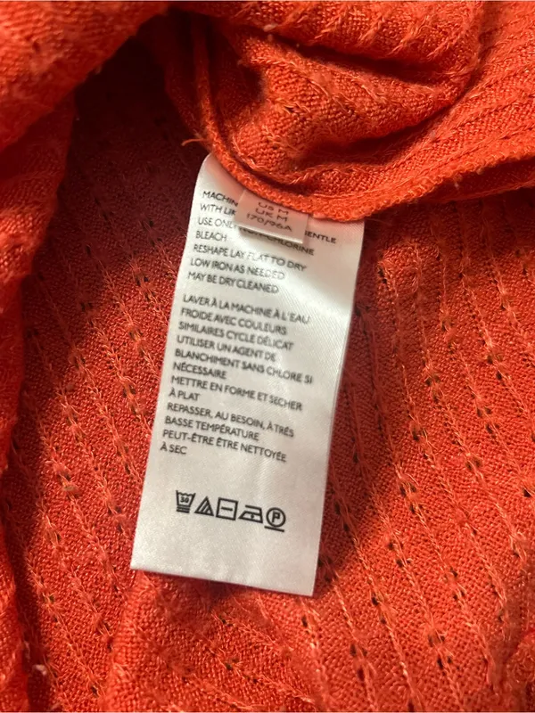 Maeve Anthropologie Addie Ruffled Hacci Pullover Sweater Orange Medium - Image 5