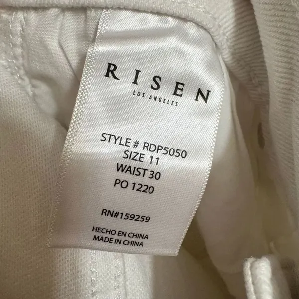 Risen White High Rise Wide Flare Leg Distressed Jeans 11/30 NWT - Image 4