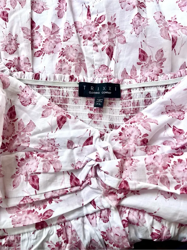 Trixxi XL Pink Floral Cottagecore Babydoll Dress Puff Sleeve - Image 4