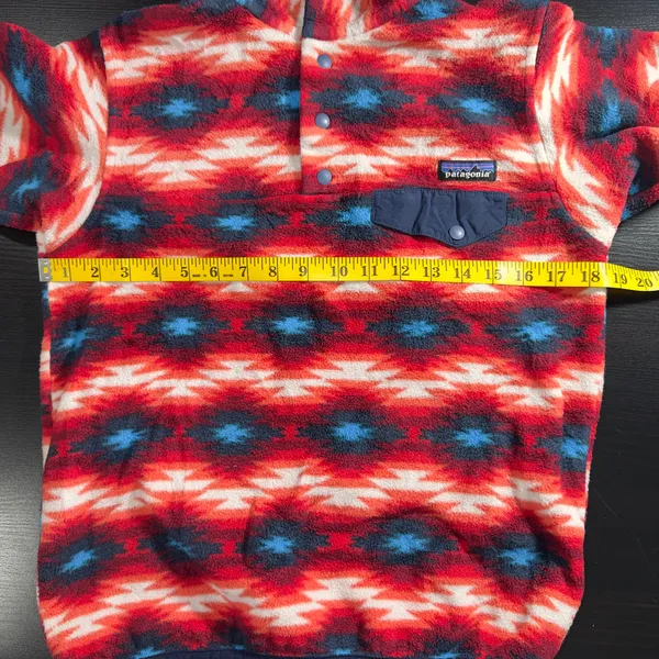 Patagonia Synchilla Snap T Fleece Pullover Women Small Red Aztec Southwest - Image 8