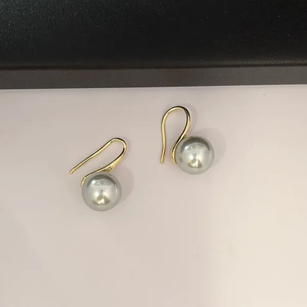 10mm Gray Pearl Dangle Drop Earrings for Women - Image 2