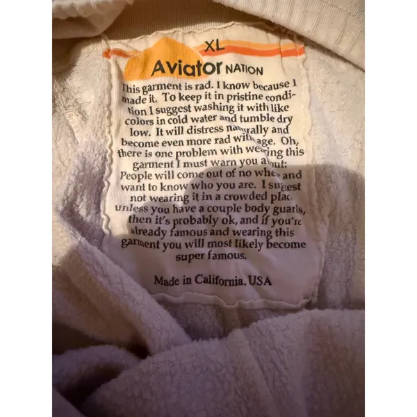 Aviator Nation Sweatpants Womens XL Cream Rainbow Stripe Joggers‎ USA Retro - Image 3