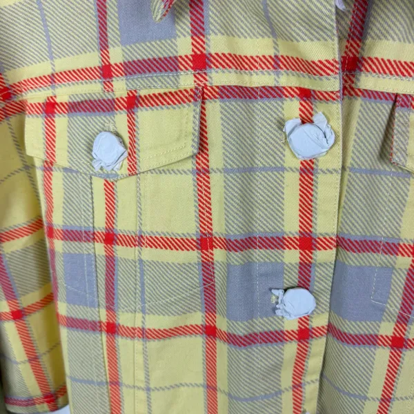 WeWoreWhat Cropped‎ Plaid Denim Jacket Size XS/S Streetwear Y2K Light Academia - Image 3