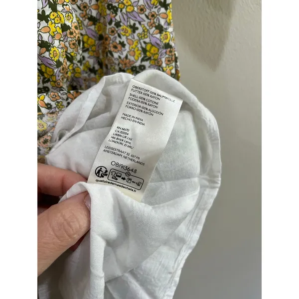 Anthropologie Floral Mini Dress‎ Peter Pan Collar Cottagecore Sz 8 - Image 9