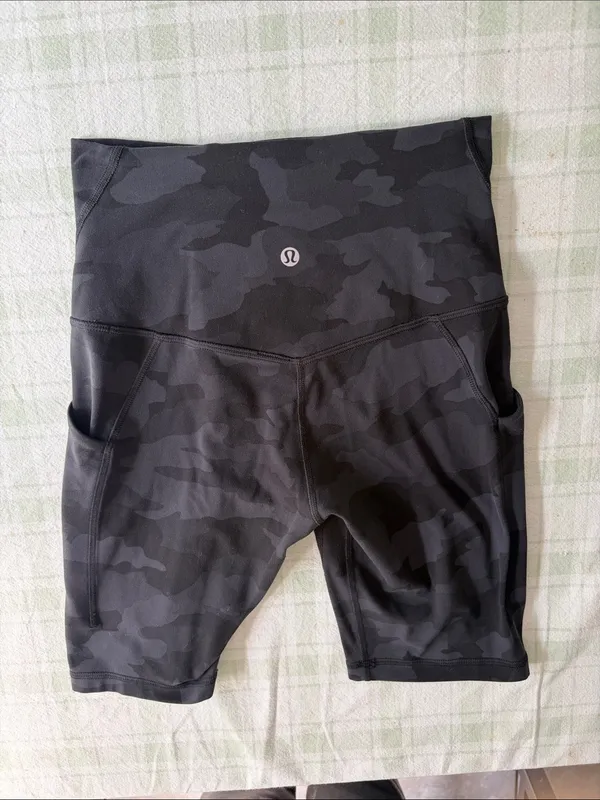 Lululemon High-Waist Black Camo Women’s Bike Shorts - Image 3