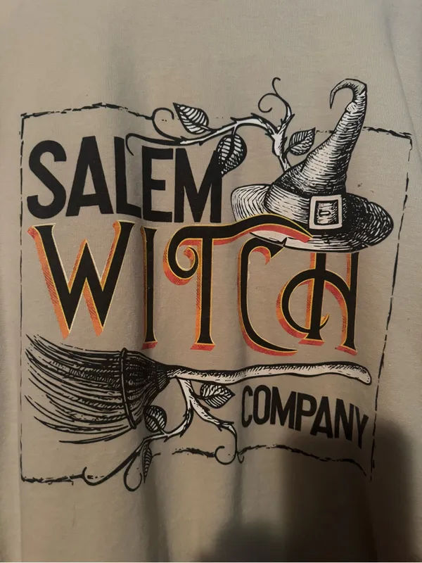 Salem Witch Co. Graphic Crewneck Sweatshirt Size Large Beige GUC - Image 2