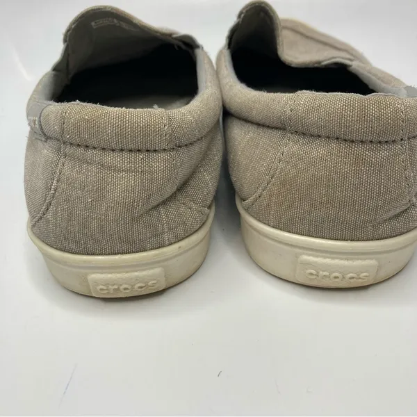 Crocs‎ citiline tan canvas slip on shoes size 8 - Image 4