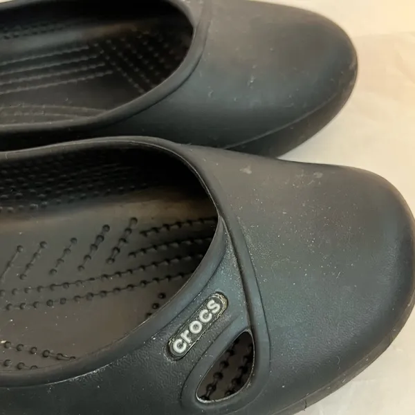 Crocs Womens Slip On Slingback‎ Ballet Flat W/Gem Round Toe Beach Black Sz 7w - Image 8