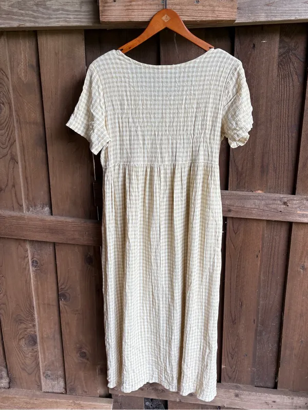 VTG Styleworks Gingham Picnic Collar Cottagecore Modest Maxi Dress - Image 4