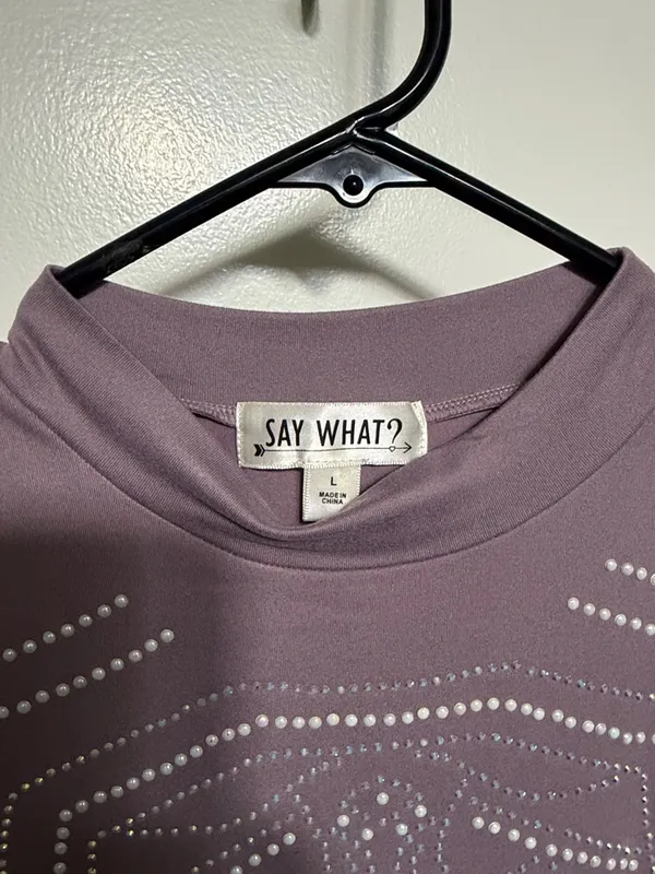 Say What? Mauve Sleeveless Mock Neck Studded Bodycon Mini Dress - Image 2
