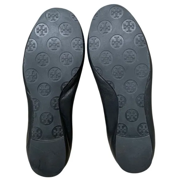 Tory Burch Reva Ballet Flats Women’s‎ 6.5 Travel Black Leather Silver Medallion - Image 7