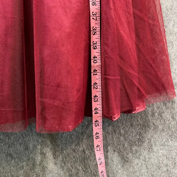 Vintage 90s As U Wish Party‎ Dress Fit Flare Sleeveless Tulle Overlay Red Size 5 - Image 4