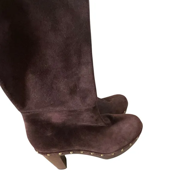 Banana republic brown suede leather platform boots women’s size 9.5 pull-on boot - Image 4