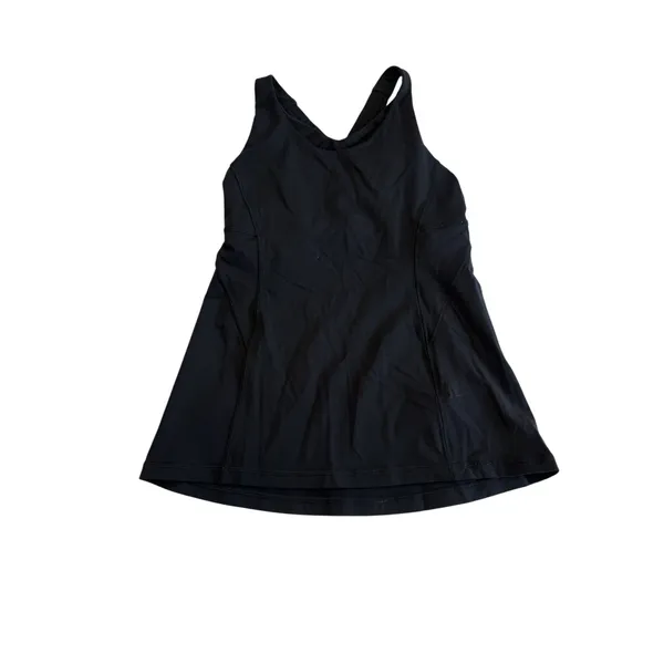 Lululemon Stash N Run Tank Top Built In Bra Size 4 Black Criss Cross Pockets - Image 15