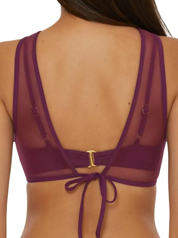 NWT Becca Mesh Overlay Convertible Bralette Bikini Swim Top Aubergine Purple D - Image 2