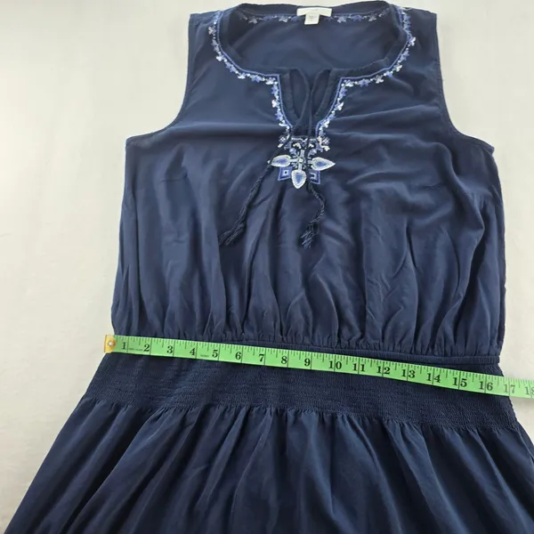J.Jill Embroidered Dress‎ Sleeveless Navy Blue Casual Women's Small - Image 9
