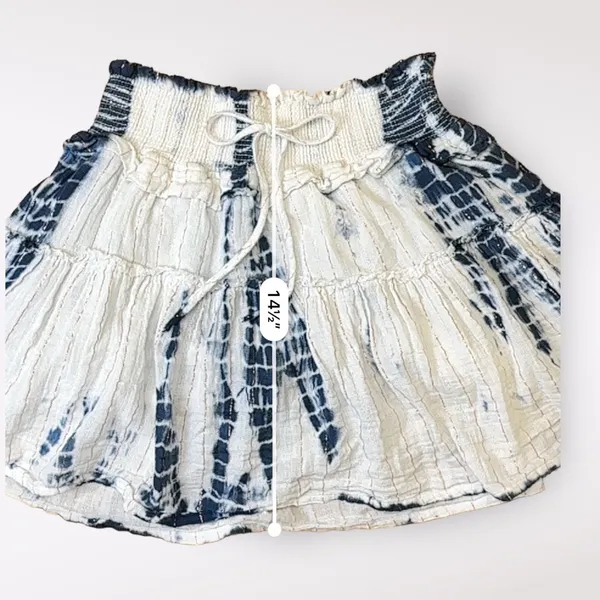 Surf‎ Gypsy Blue White Metallic Tie Dye Tiered Ruffled Mini Skirt Size M - Image 6