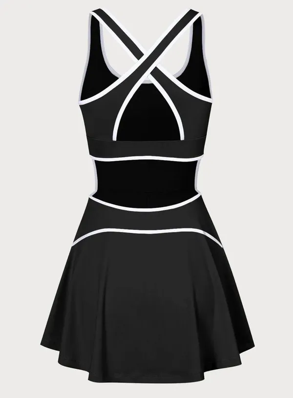 Berlook Black Contrast Cutout Tennis Dress - Image 8