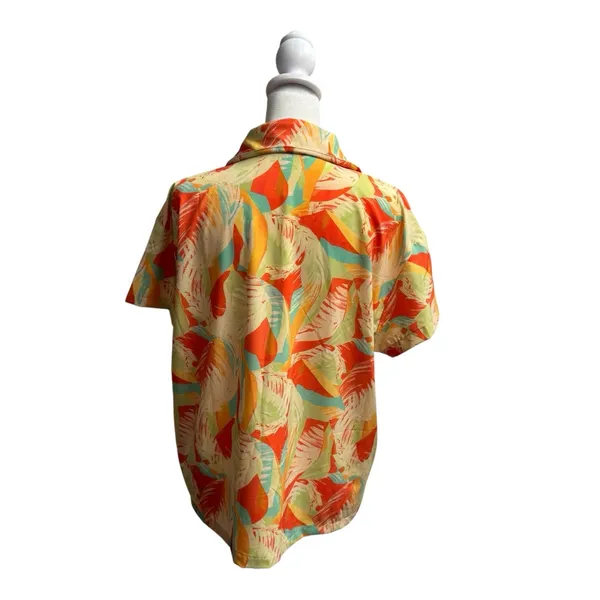 Skatie Marley Short Sleeve Button Up Top Shirt Blouse Colorful Palm Medium M - Image 6