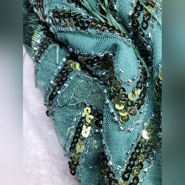 BABEYOND NWT 1920s Green Sequin Fringe Flapper Gatsby Party Dress Size M - Image 12