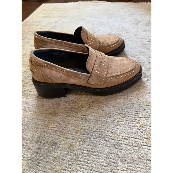 Caverley Studded Loafers Womens 7.5 Tan Suede Lug Sole Block Heel Platform Shoes - Image 5