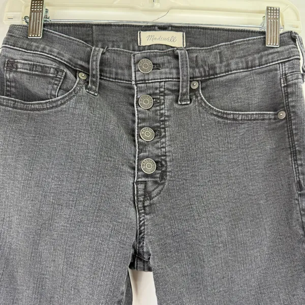 Madewell Women's Black 9" Mid-Rise Skinny Raw Hem Jeans Size 27 - Image 2