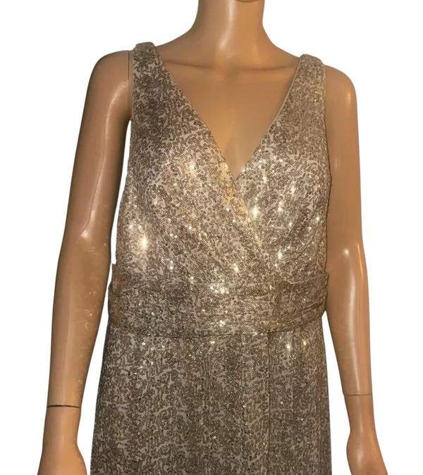 David’s bridal sleeveless gold sequined formal gown - Image 3