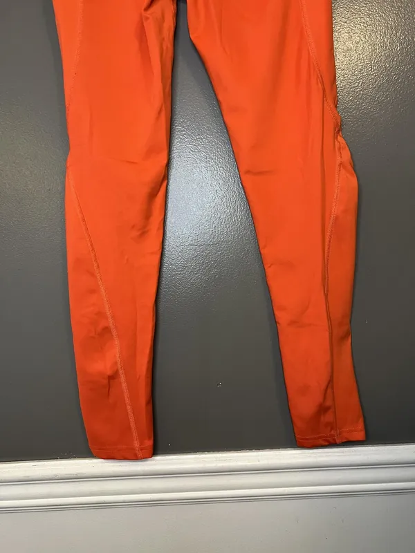 Los Ojos Pants Womens Small Orange High Rise Pocket Leggings Athletic Yoga Gym - Image 5