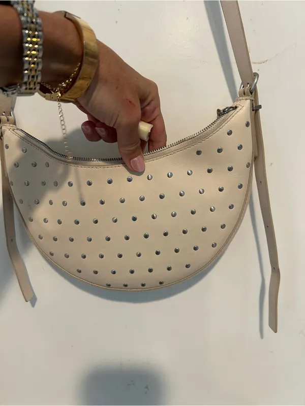 Madewell Crescent Sling Studded Cream Cow Leather Bag Crossbody Purse. SOLD OUT! - Image 3