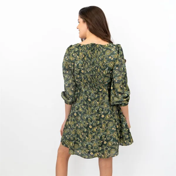 J.Crew Floral Green Mini Dress - Image 3