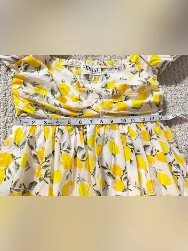 TRIXXI Los Angeles Lemon Print Puff Sleeve Mini Dress Size M NWT - Image 10