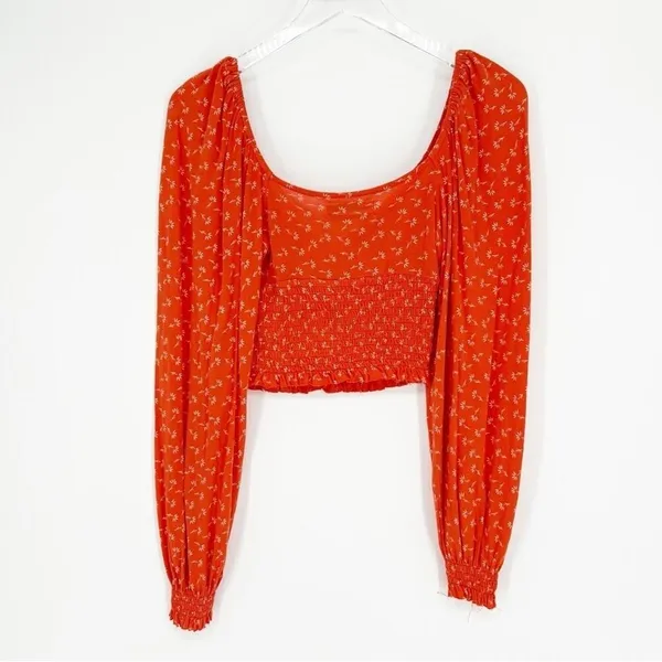 Urban Outfitters‎ Old Soul Floral Cropped Top Women's S Orange European Summer - Image 3