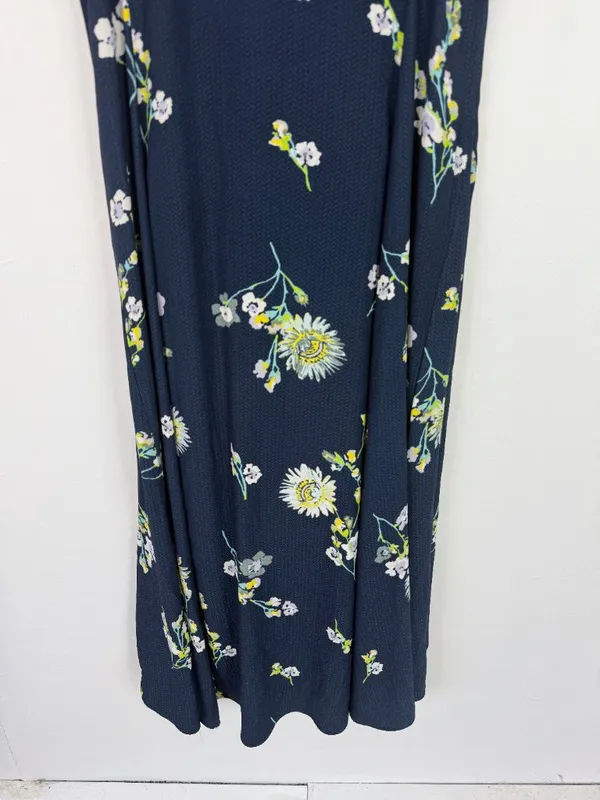 Free People Lost in You Floral Midi Dress Button Hi-lo Navy Blue Size Small S - Image 13