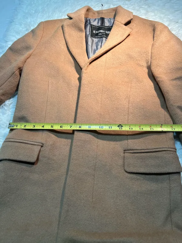 tan wool-blend Topcoat from Express size XS - Image 11