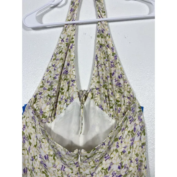 Maeve by Anthropologie Cream Halter Mini Dress with Lavender Floral 100% Viscose - Image 8