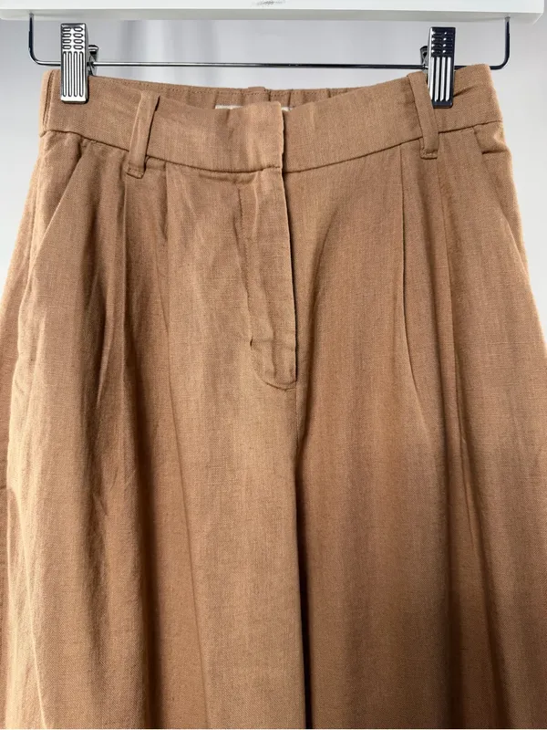NWT Abercrombie & Fitch Linen Blend Wide Leg Trouser Pants Brown Size XXS‎ Short - Image 4