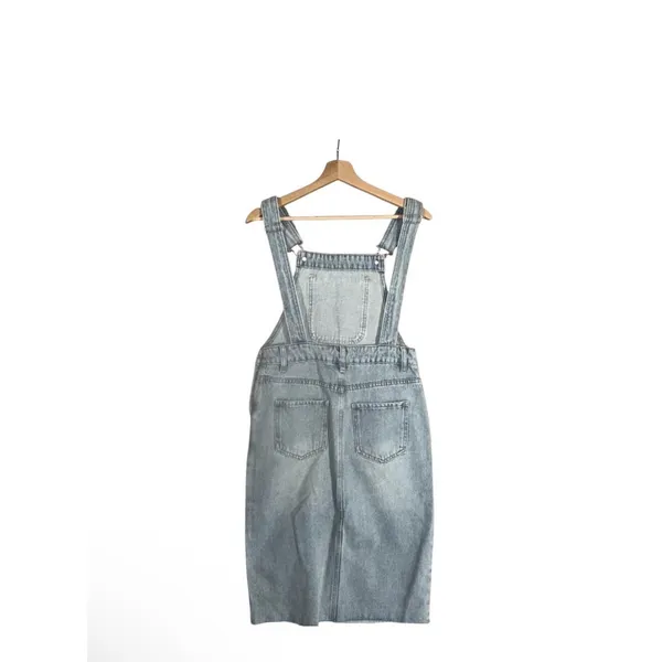 NEW Urban Revivo Bib Overalls Women Sz S Blue Denim Adjustable Strap Y2K 90s - Image 2