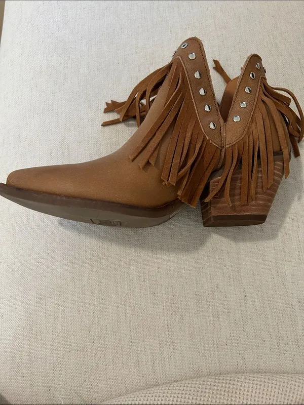 Dingo Western Boots Womens Fine N' Dandy Fringe Studs Ankle, size 9.5, NWOT - Image 6