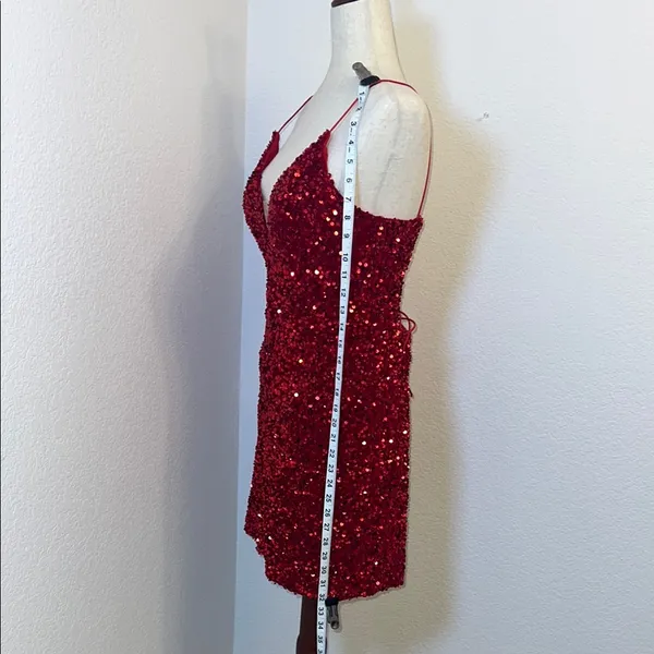 NOX Anabel Red Sequin Strapless Bodycon‎ Mini Dress Size 8 - Image 6