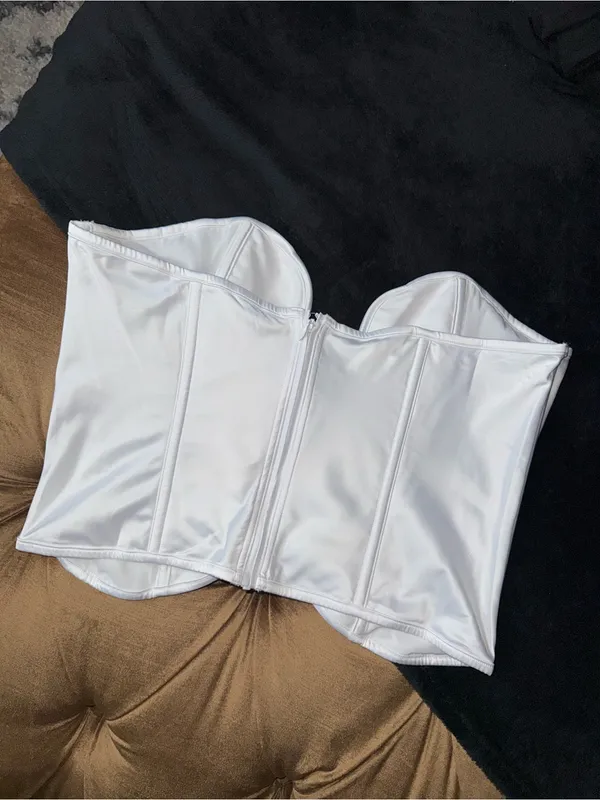 SKIMS Bridal Satin Plunge Corset Snow White Strapless Bustier Top Womens XL NWT - Image 5