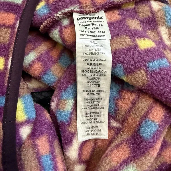 Patagonia‎ Synchilla Snap T Pullover Womens XS Night Plum Fitz Roy Patchwork New - Image 9