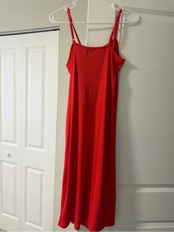 Women’s Poof Apparel red ribbed sleeveless midi dress - Image 6