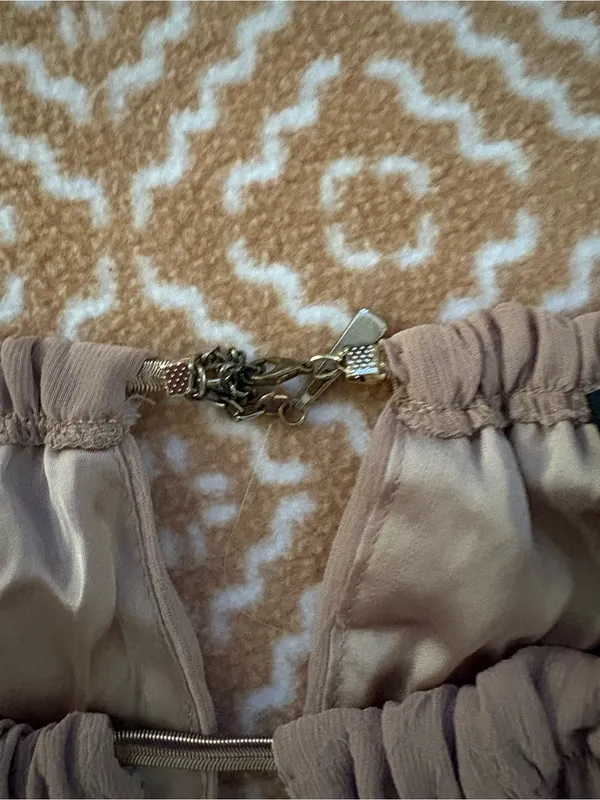 bebe Taupe Halter High-Low Dress - Image 4
